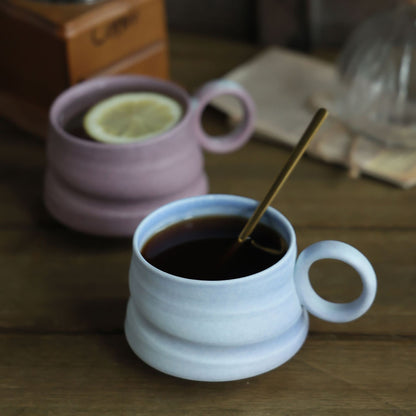 Gohobi Handmade Afternoon Japanese Stoneware Coffee Latte Mug and Saucer Set