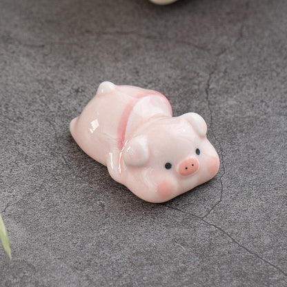 Gohobi Pink Pig Ceramic Chopstick Rest