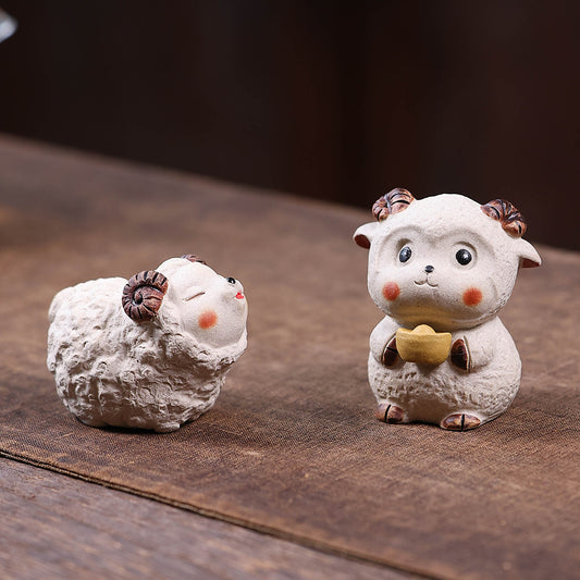 Purple sand tea pet sheep ornament sheep sculpture Sanyang Kaitai tea set tea play home tea ceremony accessories can be raised decoration