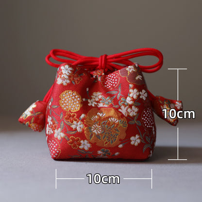 Gohobi Colourful Brocade Teaware Storage Travel Bag