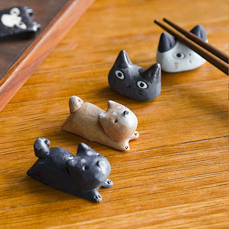 Gohobi Ceramic Cat & Dog Chopstick Rest