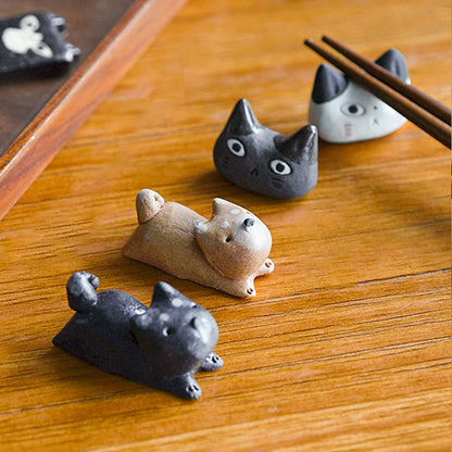 Gohobi Ceramic Cat & Dog Chopstick Rest
