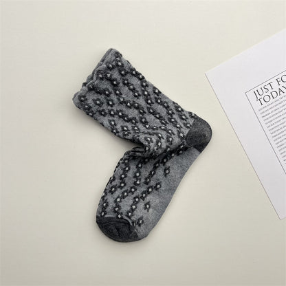 Gohobi Japanese Retro Embossed Floral Mid-Calf Socks