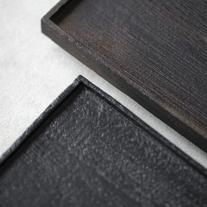 Gohobi Japanese-style Wabi-Sabi Rectangular Wooden Black Tray 005