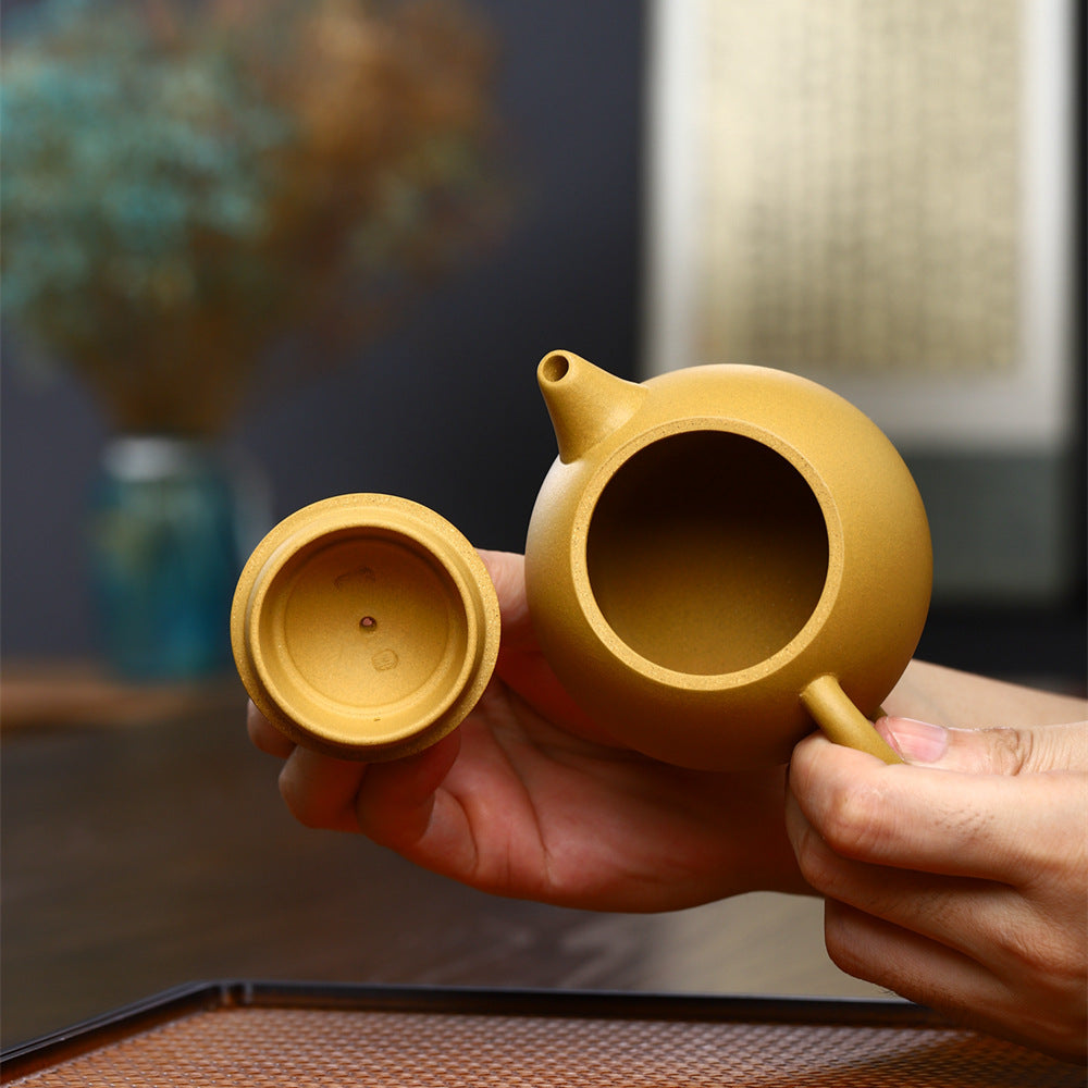 Théière en argile dorée de Yixing Gohobi en forme d'œuf de dragon