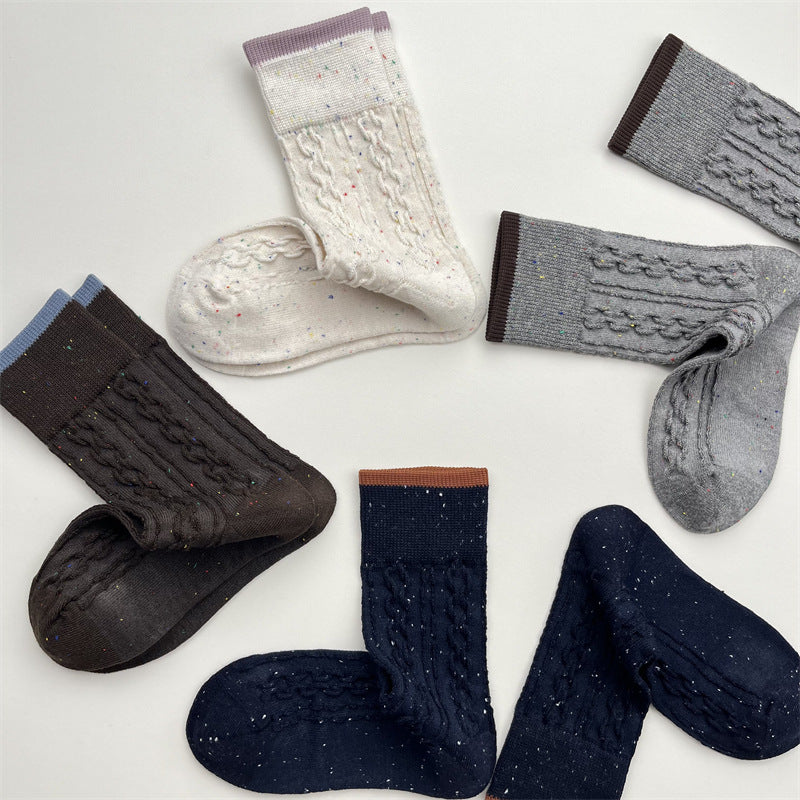 Gohobi Korean Speckled Cable Knit Cotton Socks