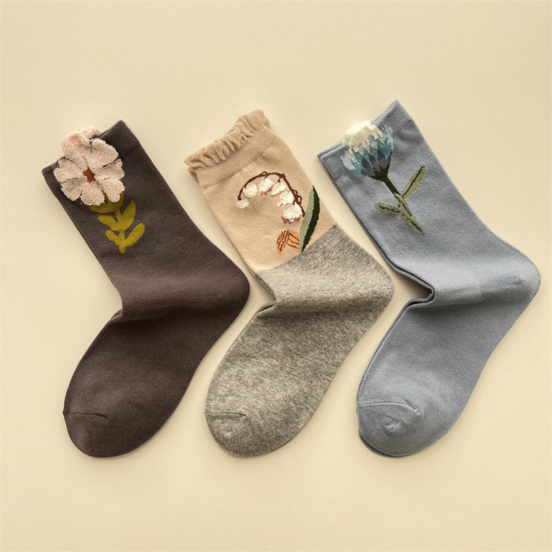 Gohobi Japanese Tulip Mid-Calf Socks