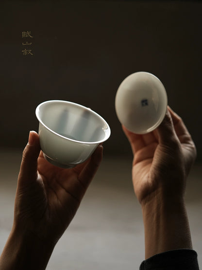 [賦山敘 x Gohobi] Jingdezhen Handmade Tea Testing Blue and White Jade Ceramic Gaiwan