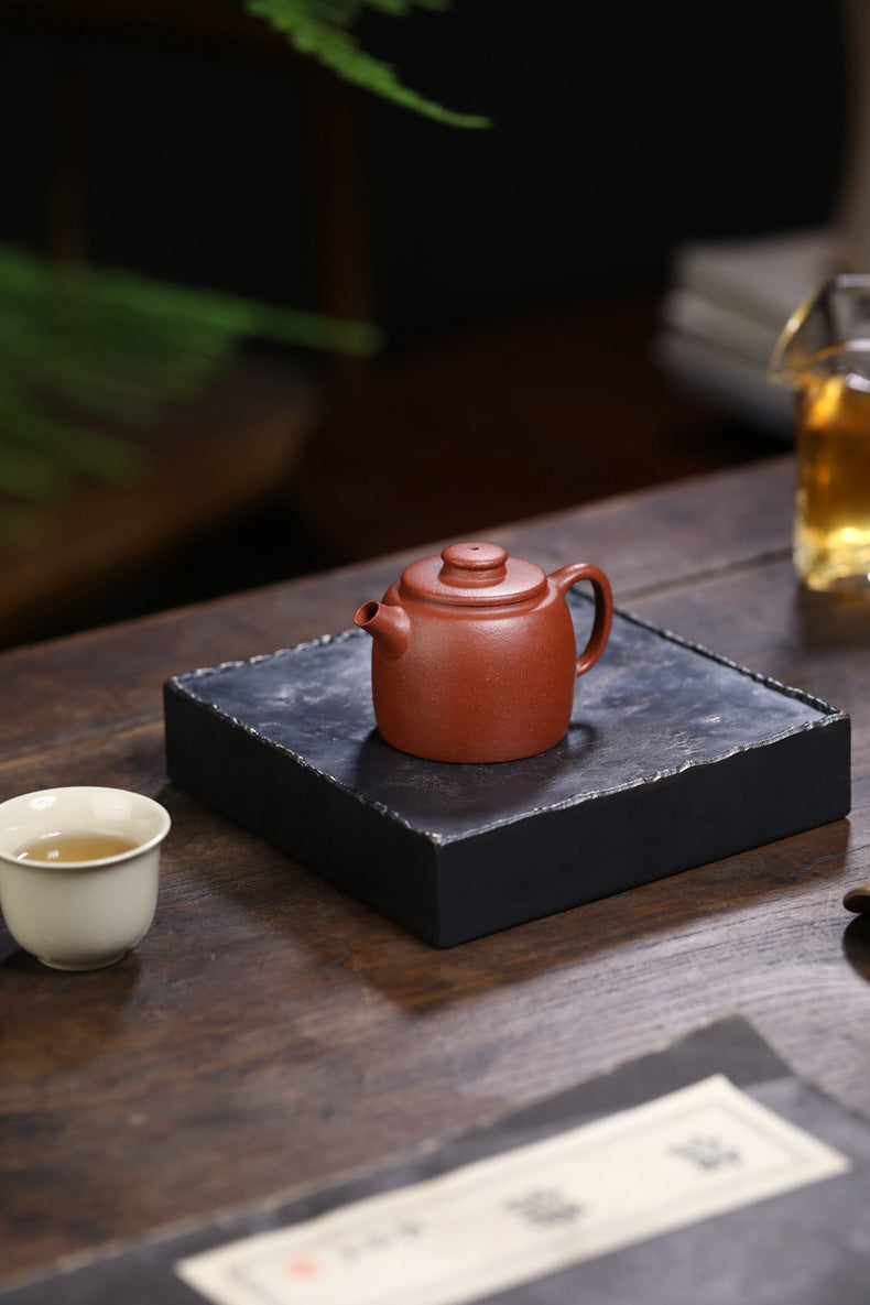 [Chingshui Tang 青水堂] Handmade Yixing Zisha Sandy Purple Clay Teapot – 100ml Handmade Jiangpo Clay Xiao Julun (Small Giant Wheel) Style Teapot, Thin-Walled Small Gongfu Teapot with Built-in Filter