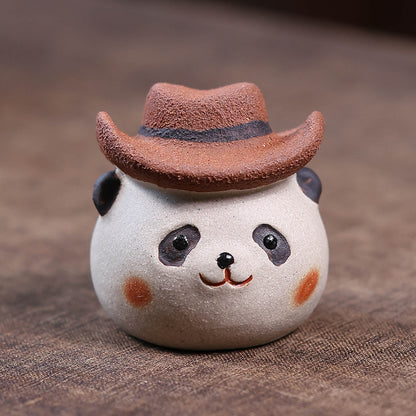 Gohobi Yixing Purple Clay Giant Panda Tea Pet – Handmade Tea Table Ornament
