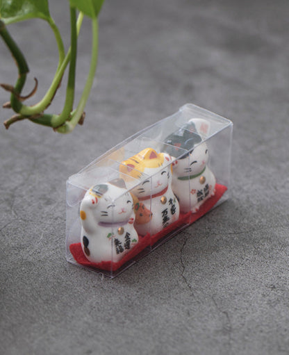 Gohobi A set of 3 Ceramic Lucky Cat Ornaments