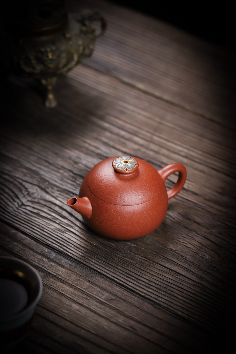 [Chingshui Tang 青水堂] Handmade Yixing Zisha Sandy Purple Clay Teapot – 90ml Handmade Original Ore Jiangpo Clay Bowl-Shaped Teapot, Thin Body with Built-in Filter, Gongfu Small Teaware