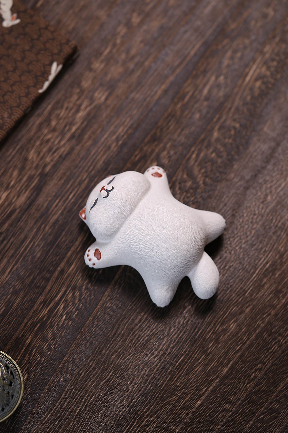 Gohobi Yixing Purple Clay Sleeping Cat Tea Pet – Handmade Lucky Cat Ornament