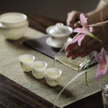 Gohobi Handmade White Porcelain Gaiwan – Thin Porcelain Tea Bowl with Saucer