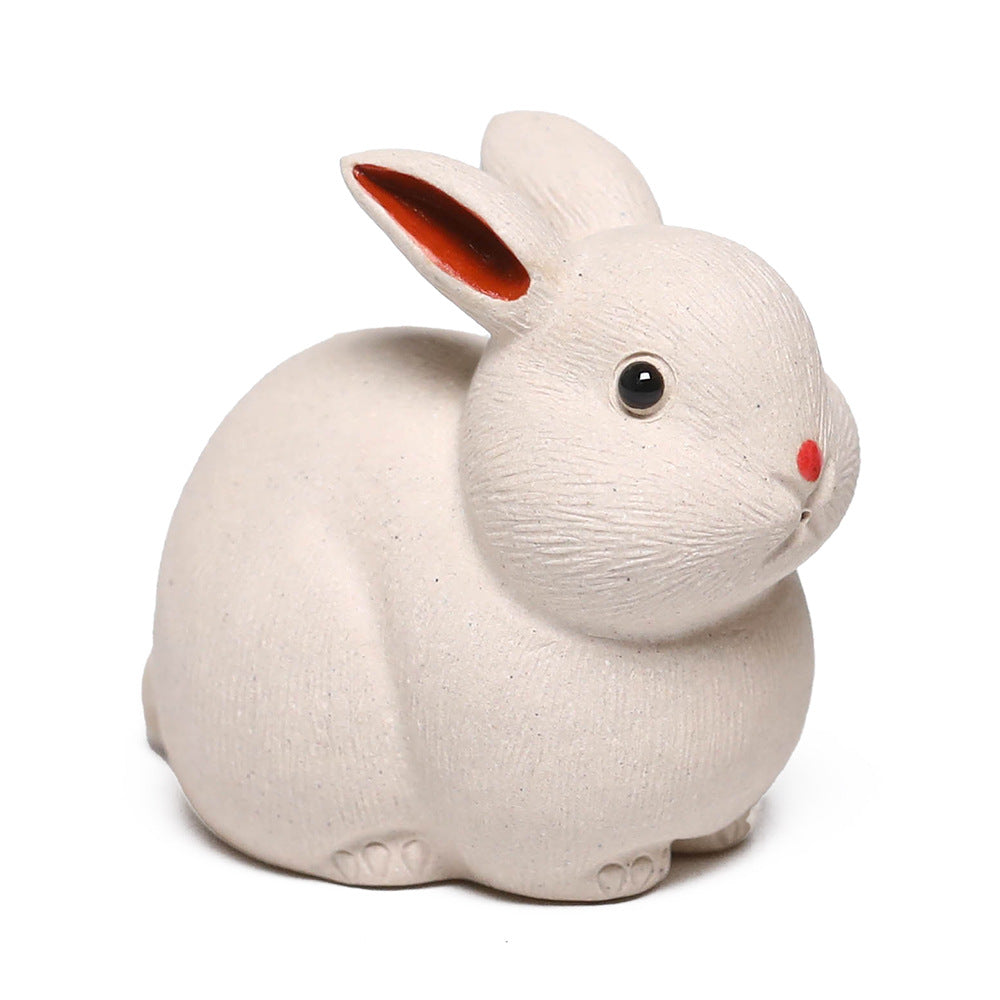 Gohobi Yixing Purple Clay Rabbit Tea Pet – Handmade Zodiac Bunny Tea Table Ornament
