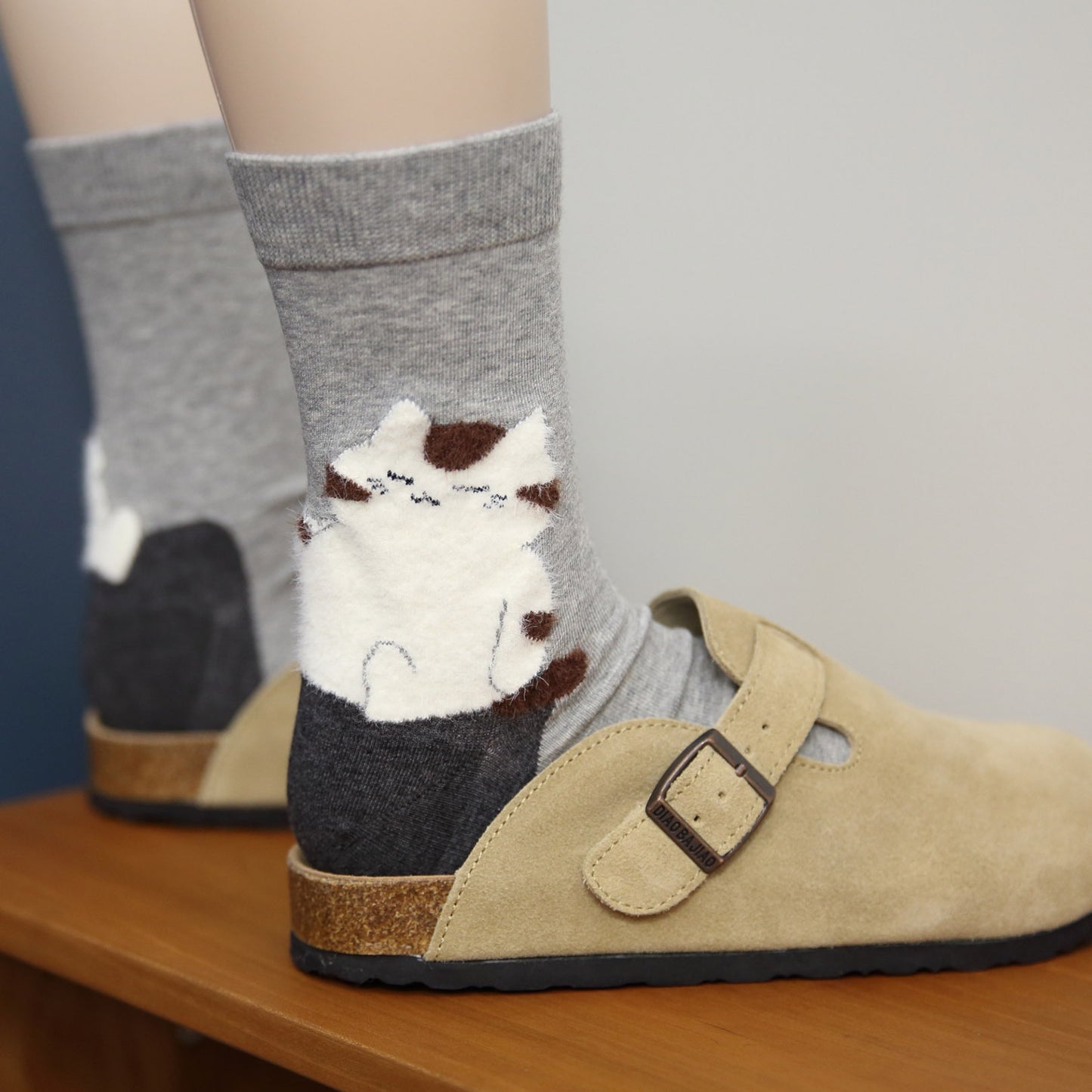 Gohobi Fuzzy Big Cat Heel Socks