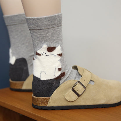 Gohobi Fuzzy Big Cat Heel Socks