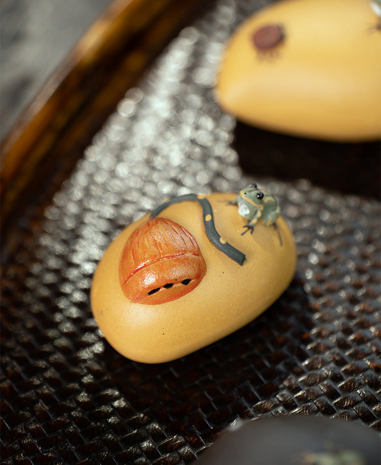 Yixing Purple Sand Spray Pastèque Thé Pet Fait Main Grenouille, Citrouille, Graines de Lotus, Citron, Fève Service à Thé, Sculpture En Gros