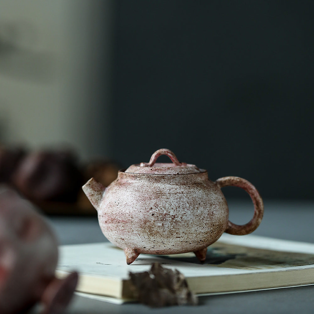 Gohobi Handmade Wooden-fired Pink Paint Teapot