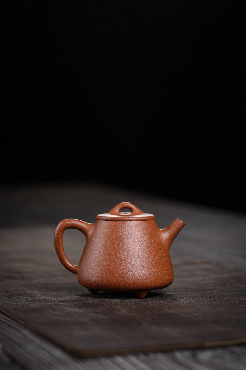 [Chingshui Tang 青水堂] Handmade Yixing Zisha Sandy Purple Clay Teapot 150ml – Original Ore Golden Jiangpo Clay Gaoshi Piao Teapot, Lightweight Body for Gongfu Tea Brewing