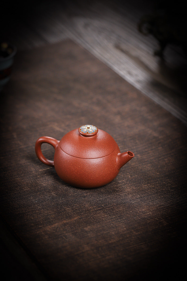 [Chingshui Tang 青水堂] Handmade Yixing Zisha Sandy Purple Clay Teapot – 90ml Handmade Original Ore Jiangpo Clay Bowl-Shaped Teapot, Thin Body with Built-in Filter, Gongfu Small Teaware
