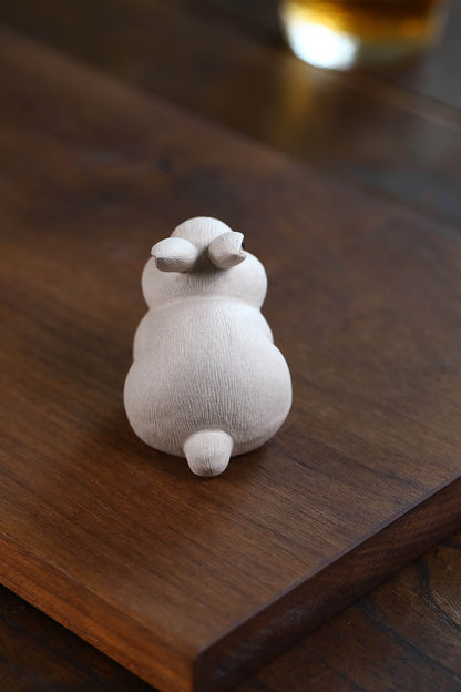 Gohobi Yixing Purple Clay Rabbit Tea Pet – Handmade Zodiac Bunny Tea Table Ornament