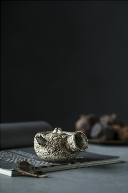 Gohobi Handmade Wooden-fired White Side Handle Teapot