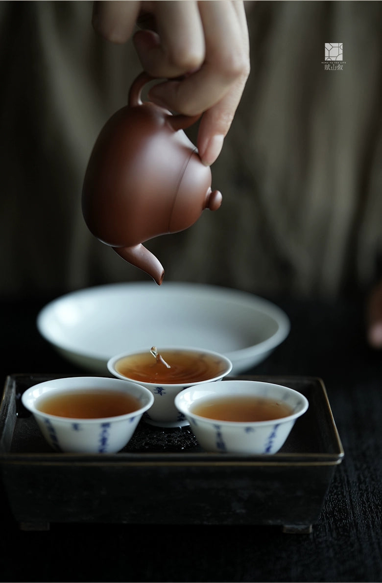 [賦山敘 x Gohobi] Handmade Chaozhou-Style Yixing Zhuni Red Zisha Clay Teapot – Original Ore Small Pear Shape Zisha Gongfu Teapot