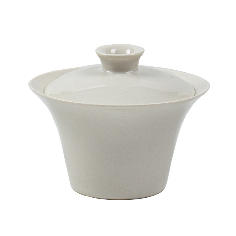 Gohobi Plant Ash Glaze Horseshoe Gaiwan – Thin Porcelain Gongfu Tea Brewing Bowl