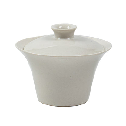 Gohobi Plant Ash Glaze Horseshoe Gaiwan – Thin Porcelain Gongfu Tea Brewing Bowl