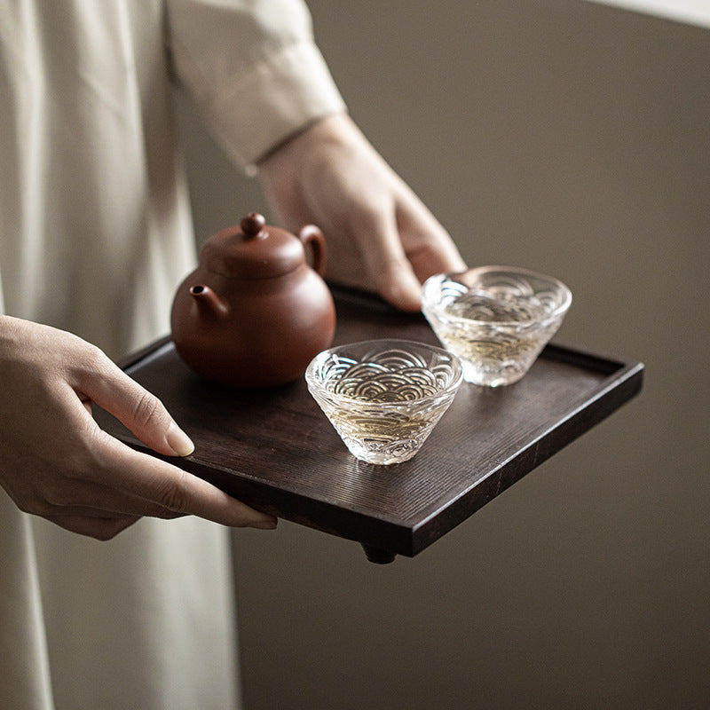 Plateau carré noir ébène Gohobi de style japonais Wabi-Sabi 004