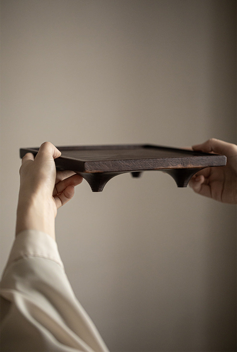 Plateau carré noir ébène Gohobi de style japonais Wabi-Sabi 004