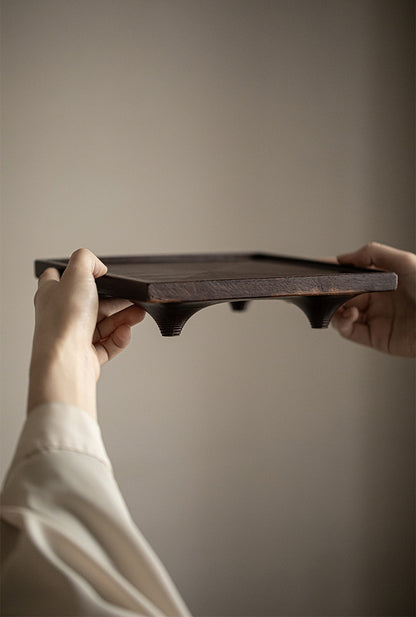 Plateau carré noir ébène Gohobi de style japonais Wabi-Sabi 004