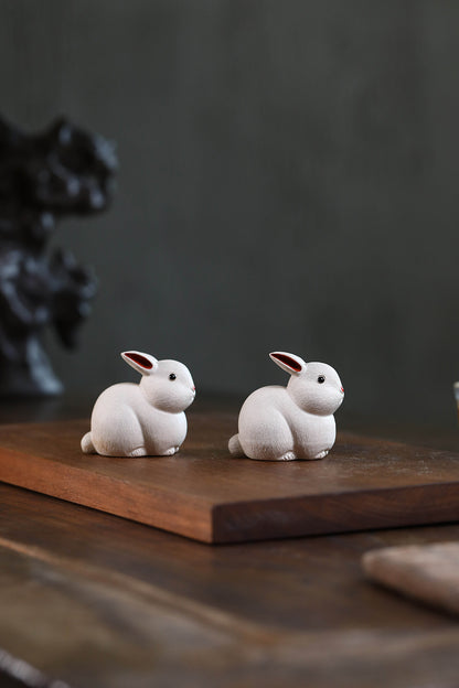 Gohobi Yixing Purple Clay Rabbit Tea Pet – Handmade Zodiac Bunny Tea Table Ornament