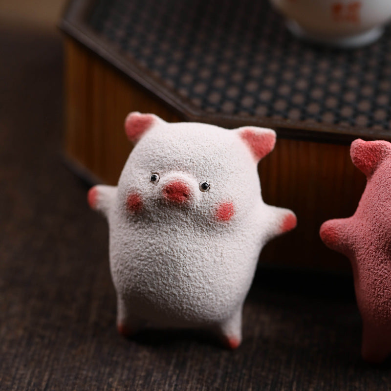 Gohobi Yixing Purple Clay Twelve Zodiac Pig Tea Pet – Handmade Sleeping Pig Ornament