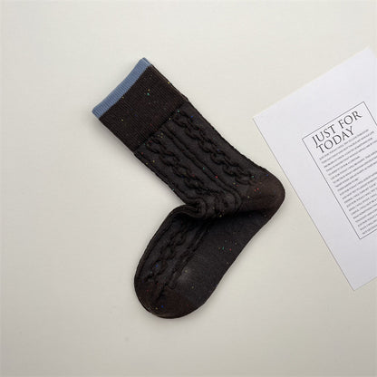 Gohobi Korean Speckled Cable Knit Cotton Socks