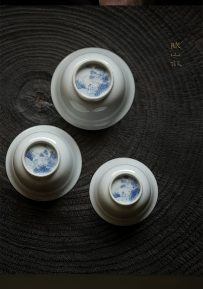 [賦山敘 x Gohobi] Jingdezhen Handmade Tea Testing Jade White Ceramic Gaiwan