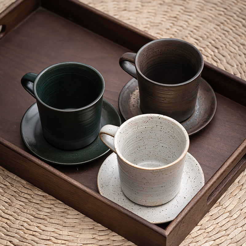 Gohobi Japanese Style Ceramic Coffee Mug with Saucer Set 002