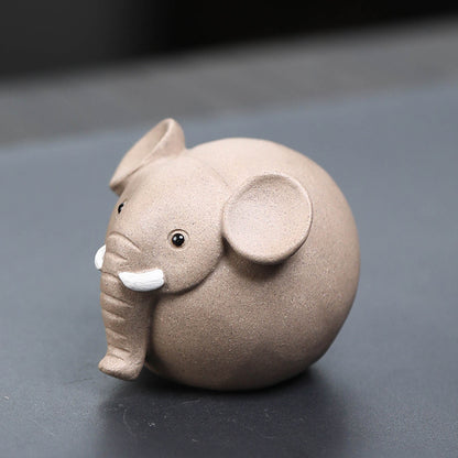 Gohobi Handmade Ceramic YiXing Clay Round Elephant Ornament Tea pet