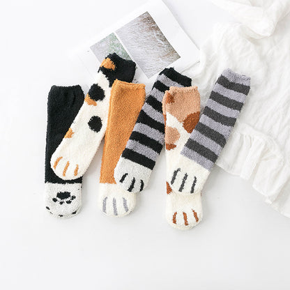 Gohobi Cat Paw Coral Fleece Socks