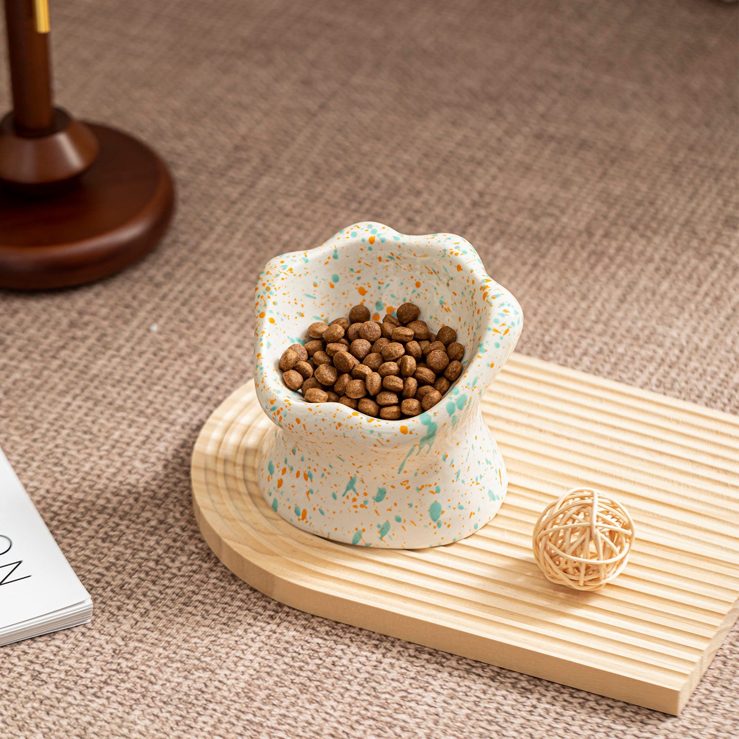 Gohobi Cat Paw Raised Ceramic Pet Bowl