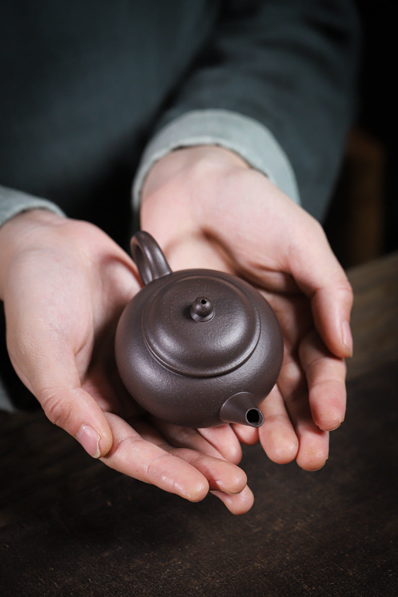 [Chingshui Tang 青水堂] Handmade Yixing Celadon Zisha Clay Shui Ping Teapot 100ml – Original Ore Tianqing Clay Thin-Walled Gongfu Tea Teapot with Built-In Filter