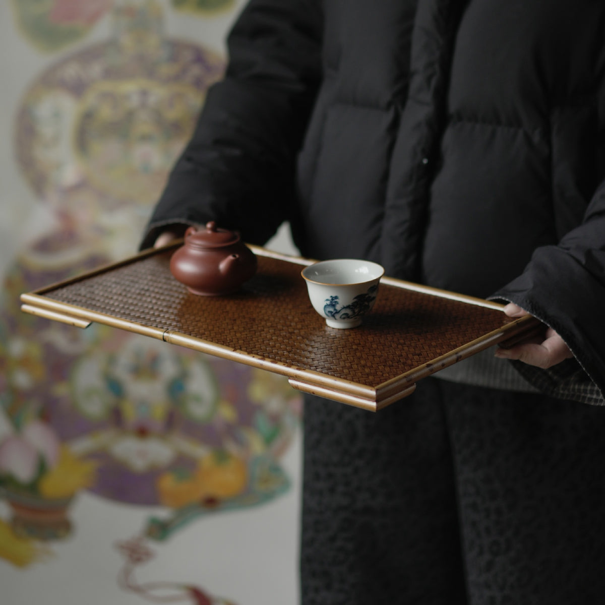 Gohobi Woven Bamboo Gongfu Tea Tray – Dry Brewing Tea Table