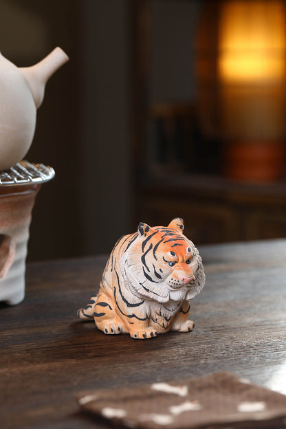 Gohobi Yixing Purple Clay Lucky Tiger Tea Pet – Hand-Painted Zisha Ornament