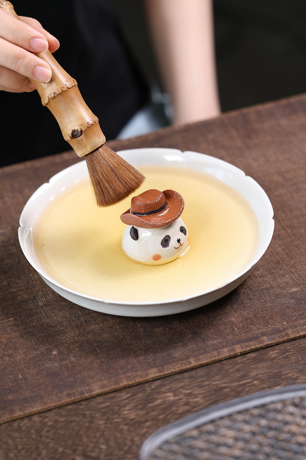 Gohobi Yixing Purple Clay Giant Panda Tea Pet – Handmade Tea Table Ornament