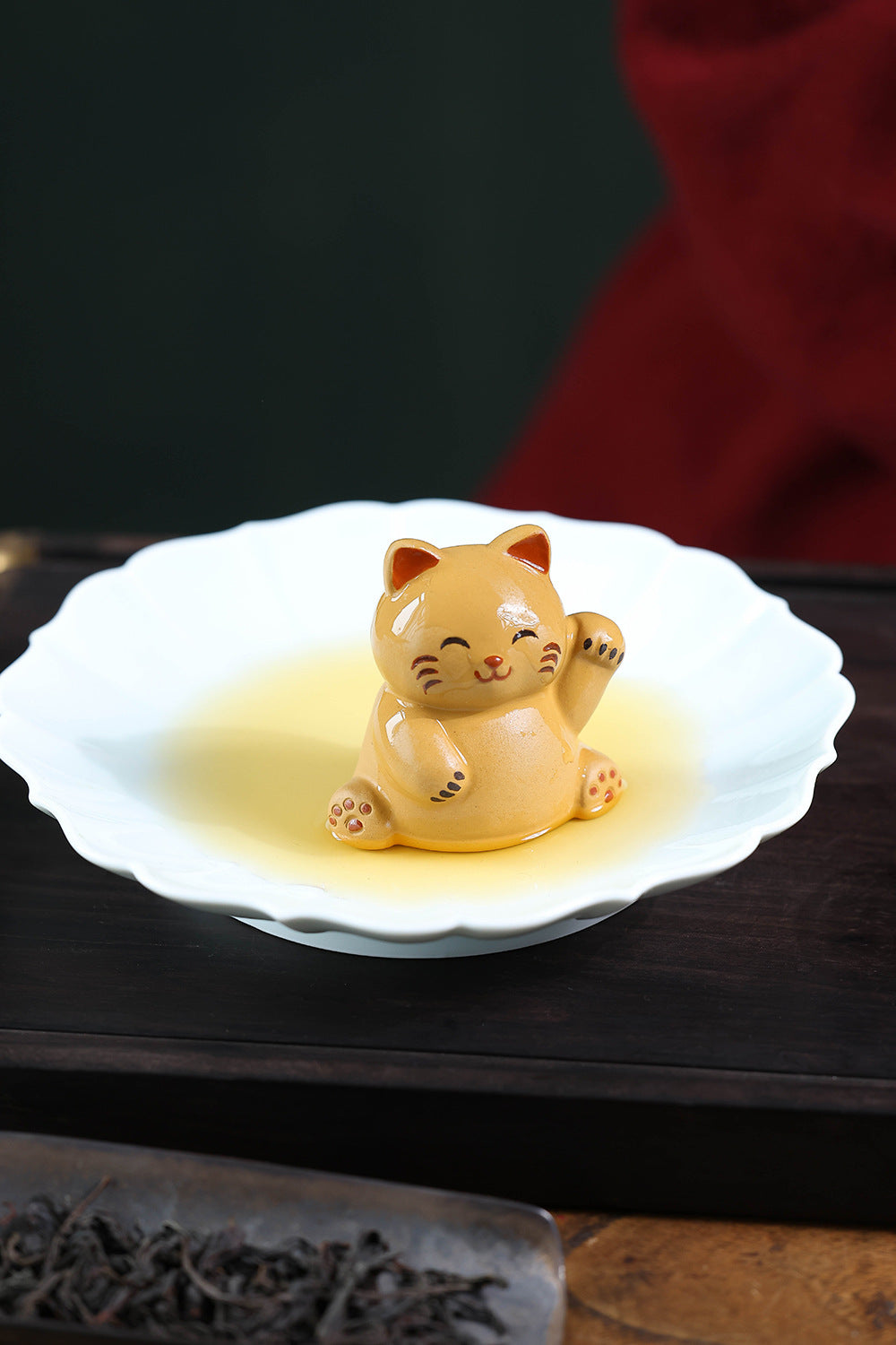 Gohobi Yixing Purple Clay Lucky Cat Tea Pet – Handmade Fortune Cat Tea Table Ornament
