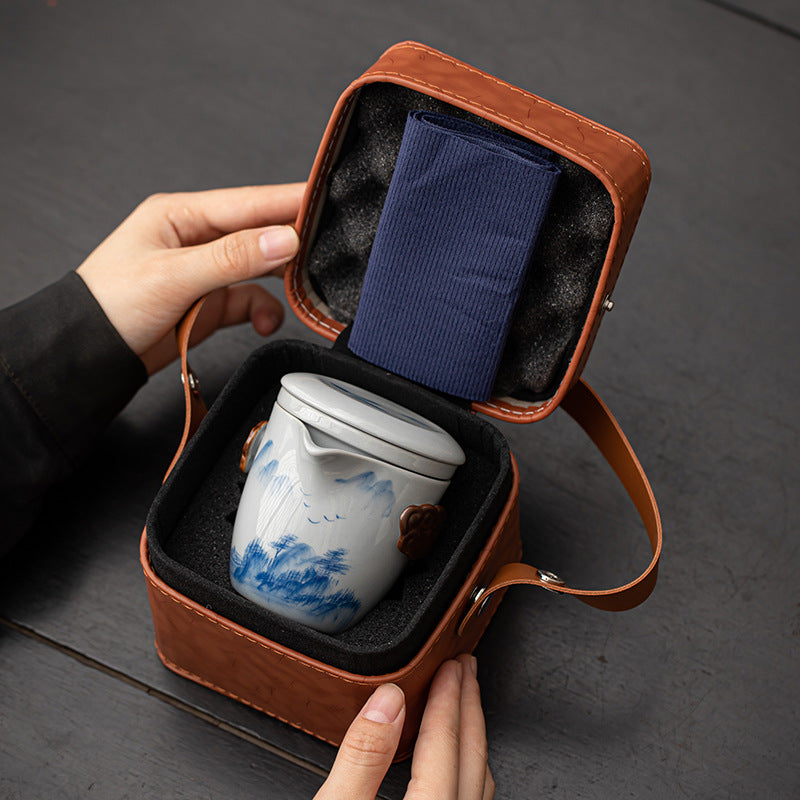 Gohobi Hand-painted Travel Teapot Gaiwan Set