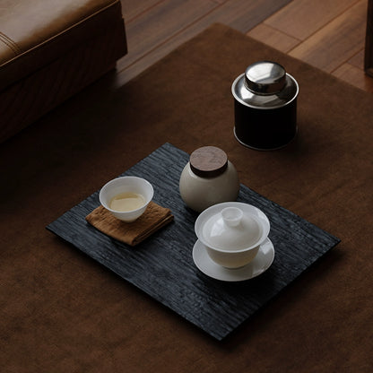 Gohobi Japanese-style Wabi-Sabi Carbonised Wood Black Tray 001