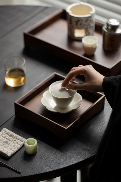 Gohobi Japanese-style Wabi-Sabi Walnut Serving Tray 010