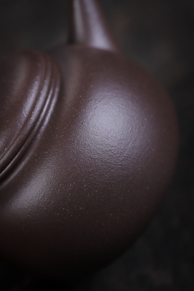 [Chingshui Tang 青水堂] Handmade Yixing Celadon Zisha Clay Teapot – 110ml Handmade Tianqing Paozun Shui Ping Teapot, Thin Body with Built-in Filter, Original Ore Purple Clay Teaware